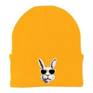 Bunny Face With Sunglasses Easter Day Knit Cap Winter Beanie