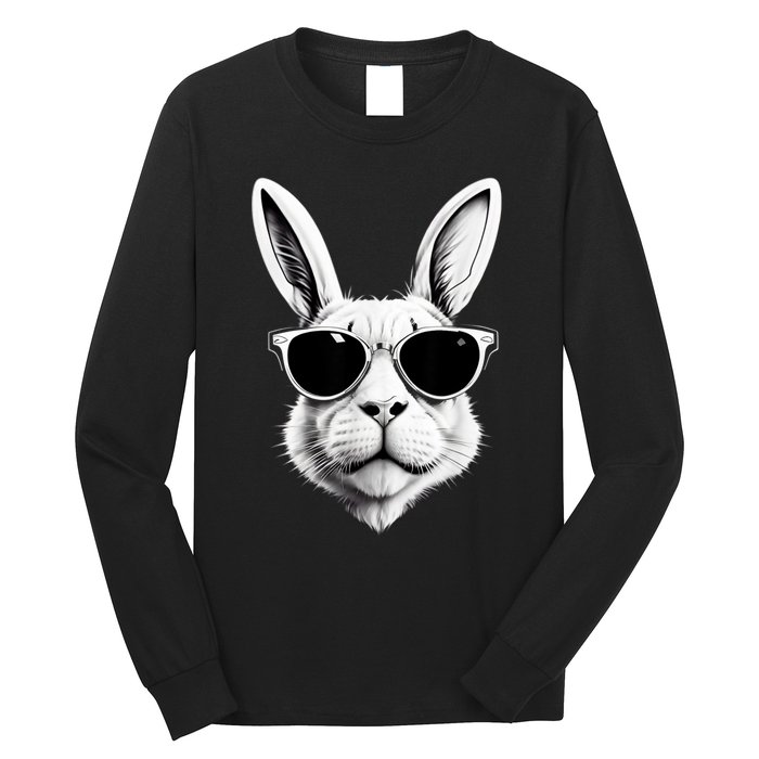 Bunny Face With Sunglasses Easter Day Long Sleeve Shirt