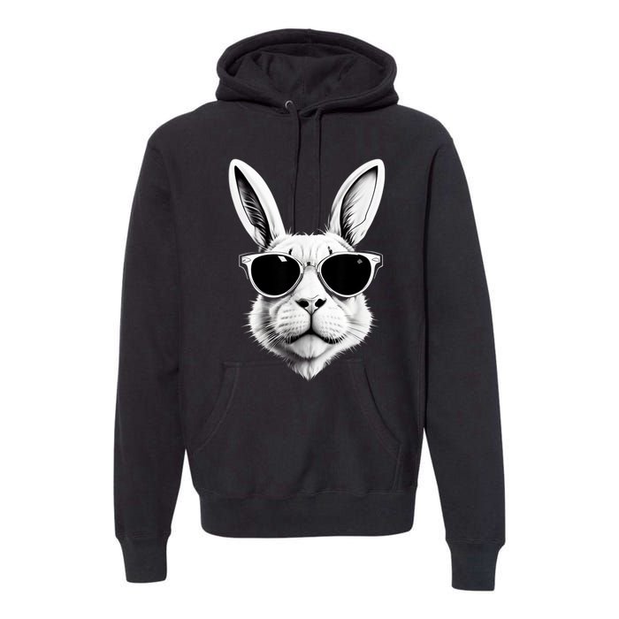 Bunny Face With Sunglasses Easter Day Premium Hoodie