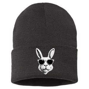 Bunny Face With Sunglasses Easter Day Sustainable Knit Beanie