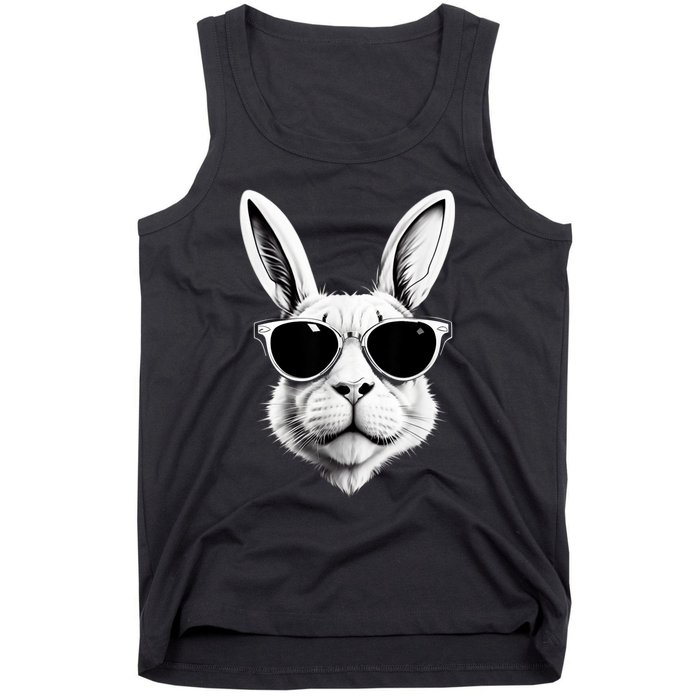 Bunny Face With Sunglasses Easter Day Tank Top