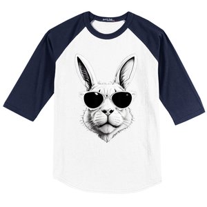 Bunny Face With Sunglasses Easter Day Baseball Sleeve Shirt