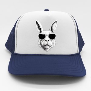 Bunny Face With Sunglasses Easter Day Trucker Hat