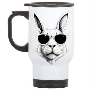 Bunny Face With Sunglasses Easter Day Stainless Steel Travel Mug