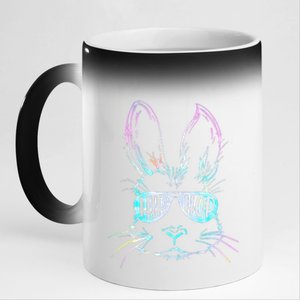 Bunny Face With Sunglasses For Easter Day 11oz Black Color Changing Mug