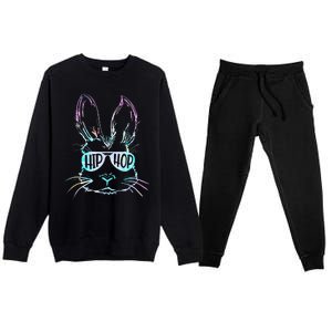 Bunny Face With Sunglasses For Easter Day Premium Crewneck Sweatsuit Set