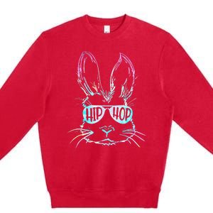 Bunny Face With Sunglasses For Easter Day Premium Crewneck Sweatshirt