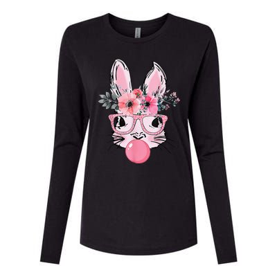 Bunny Face With Glasses Bubblegum Happy Easter Women Womens Cotton Relaxed Long Sleeve T-Shirt