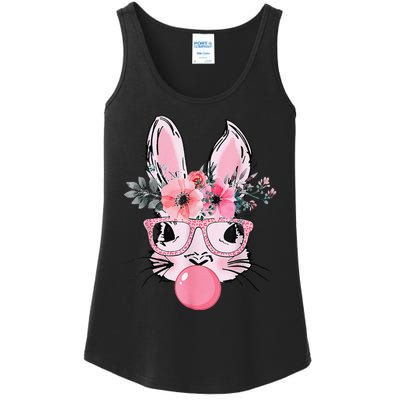 Bunny Face With Glasses Bubblegum Happy Easter Women Ladies Essential Tank