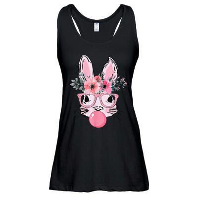 Bunny Face With Glasses Bubblegum Happy Easter Women Ladies Essential Flowy Tank