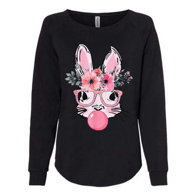 Bunny Face With Glasses Bubblegum Happy Easter Women Womens California Wash Sweatshirt