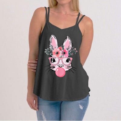 Bunny Face With Glasses Bubblegum Happy Easter Women Women's Strappy Tank