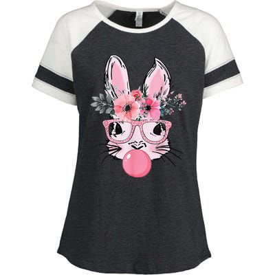 Bunny Face With Glasses Bubblegum Happy Easter Women Enza Ladies Jersey Colorblock Tee