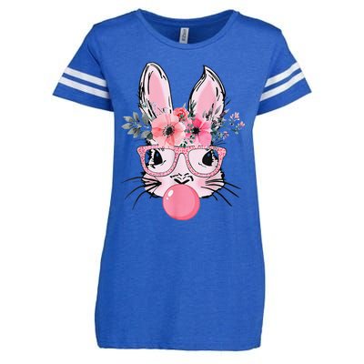 Bunny Face With Glasses Bubblegum Happy Easter Women Enza Ladies Jersey Football T-Shirt