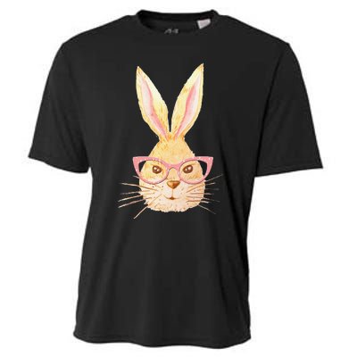 Bunny Face With Sunglasses Easter Day Cooling Performance Crew T-Shirt