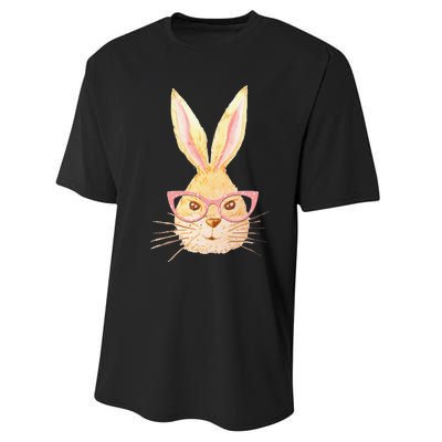 Bunny Face With Sunglasses Easter Day Performance Sprint T-Shirt