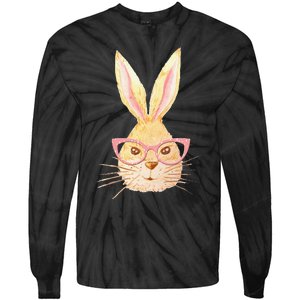 Bunny Face With Sunglasses Easter Day Tie-Dye Long Sleeve Shirt