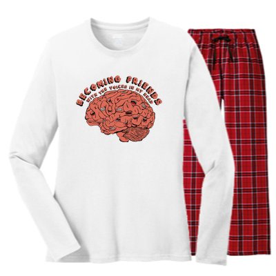 Becoming Friends with The Voices in My Head Women's Long Sleeve Flannel Pajama Set 