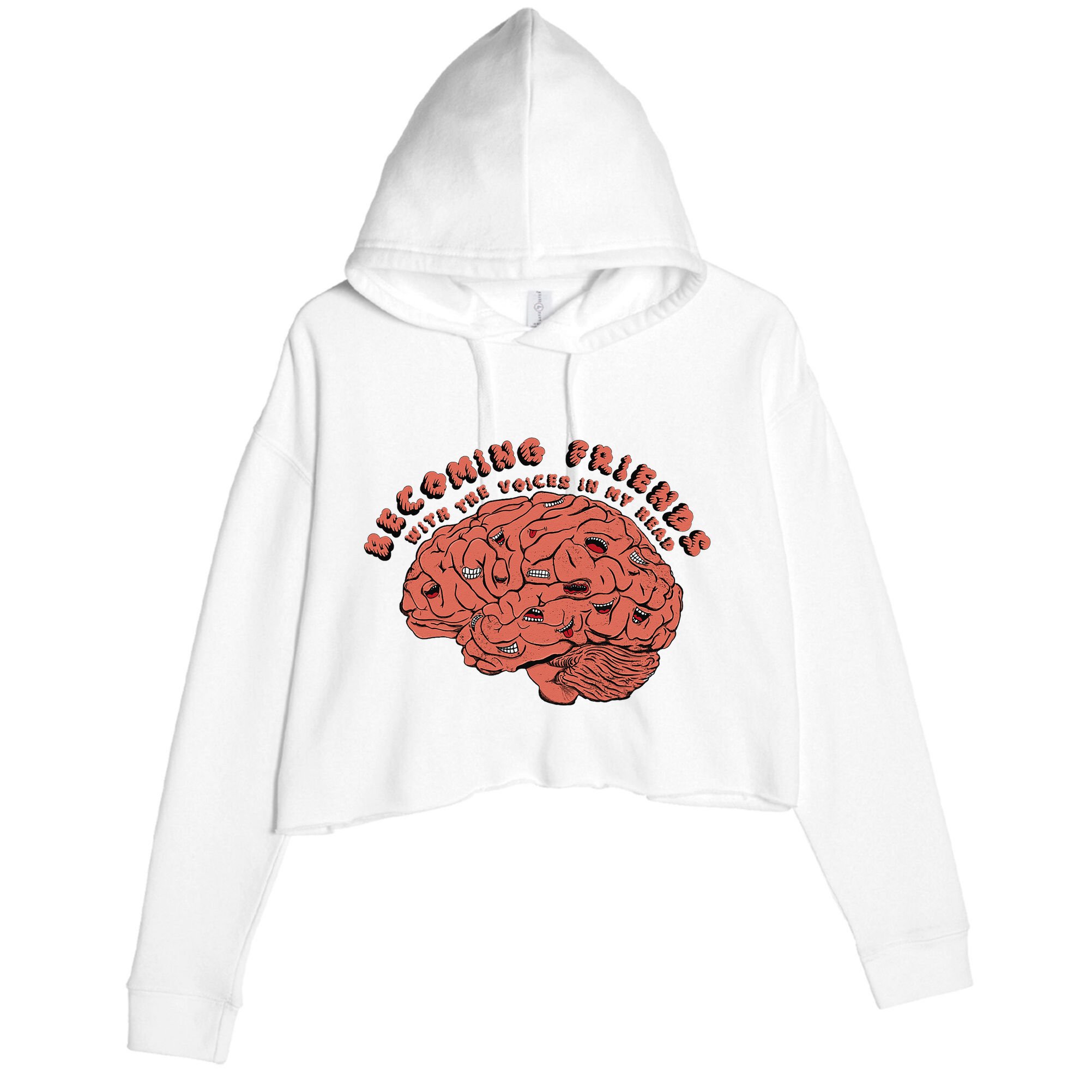 Becoming Friends with The Voices in My Head Crop Fleece Hoodie