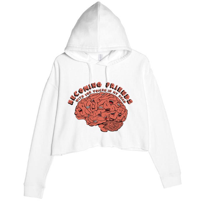 Becoming Friends with The Voices in My Head Crop Fleece Hoodie
