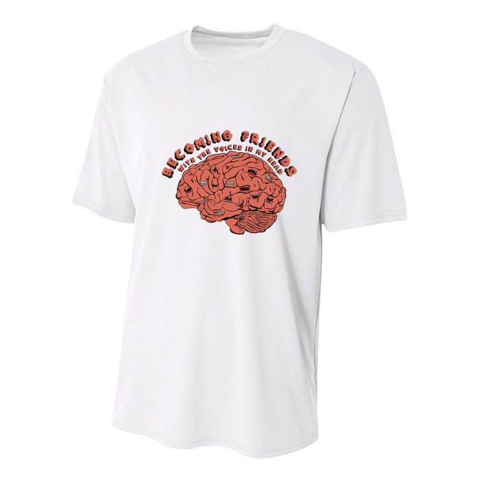 Becoming Friends with The Voices in My Head Youth Performance Sprint T-Shirt