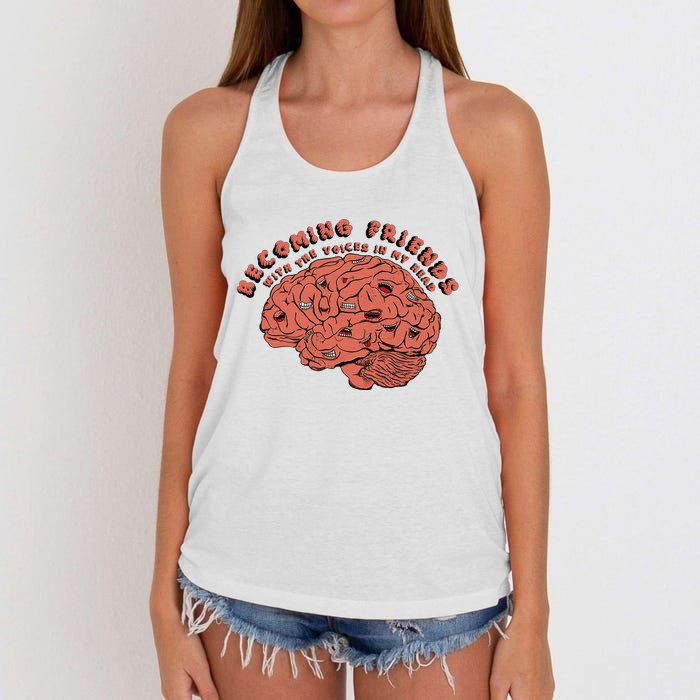 Becoming Friends with The Voices in My Head Women's Knotted Racerback Tank