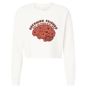 Becoming Friends with The Voices in My Head Cropped Pullover Crew