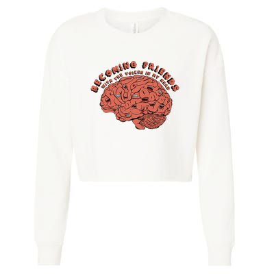 Becoming Friends with The Voices in My Head Cropped Pullover Crew