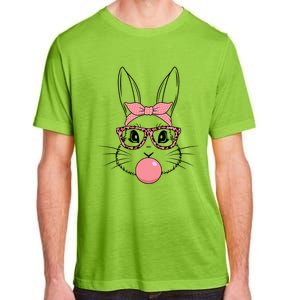 Bunny Face With Glasses Leopard Print Happy Easter Day Funny Gift Adult ChromaSoft Performance T-Shirt