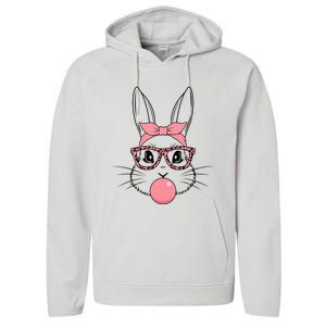 Bunny Face With Glasses Leopard Print Happy Easter Day Funny Gift Performance Fleece Hoodie