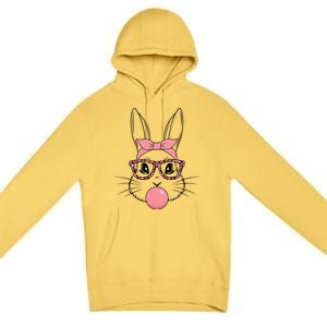 Bunny Face With Glasses Leopard Print Happy Easter Day Funny Gift Premium Pullover Hoodie