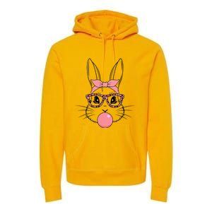 Bunny Face With Glasses Leopard Print Happy Easter Day Funny Gift Premium Hoodie