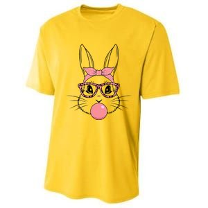 Bunny Face With Glasses Leopard Print Happy Easter Day Funny Gift Performance Sprint T-Shirt