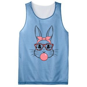 Bunny Face With Glasses Leopard Print Happy Easter Day Funny Gift Mesh Reversible Basketball Jersey Tank