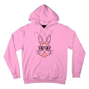 Bunny Face With Glasses Leopard Print Happy Easter Day Funny Gift Hoodie