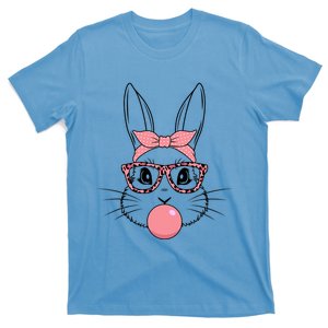 Bunny Face With Glasses Leopard Print Happy Easter Day Funny Gift T-Shirt