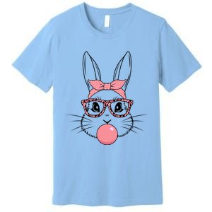 Bunny Face With Glasses Leopard Print Happy Easter Day Funny Gift Premium T-Shirt