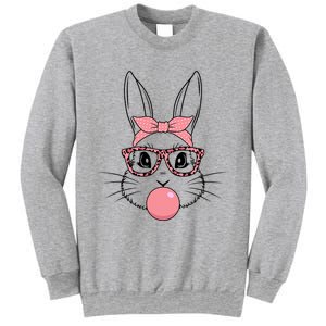 Bunny Face With Glasses Leopard Print Happy Easter Day Funny Gift Sweatshirt