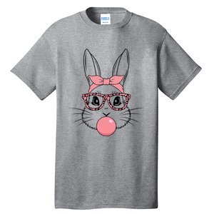 Bunny Face With Glasses Leopard Print Happy Easter Day Funny Gift Tall T-Shirt