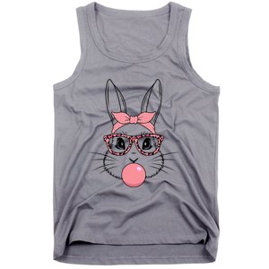 Bunny Face With Glasses Leopard Print Happy Easter Day Funny Gift Tank Top