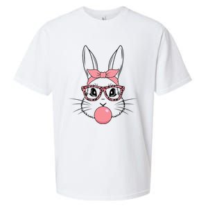 Bunny Face With Glasses Leopard Print Happy Easter Day Funny Gift Sueded Cloud Jersey T-Shirt