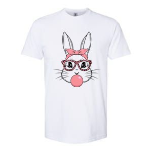 Bunny Face With Glasses Leopard Print Happy Easter Day Funny Gift Softstyle CVC T-Shirt