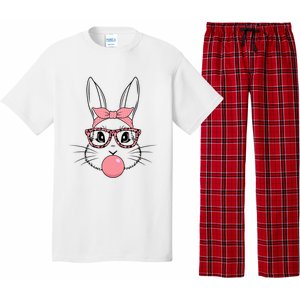 Bunny Face With Glasses Leopard Print Happy Easter Day Funny Gift Pajama Set