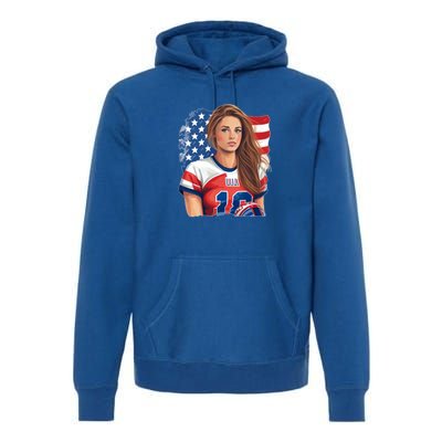 Beautiful Football With America Flag Gift Premium Hoodie