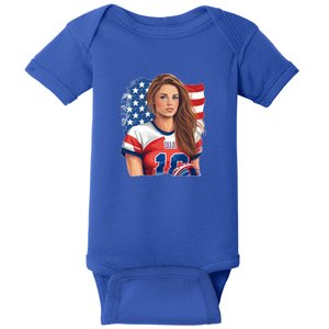 Beautiful Football With America Flag Gift Baby Bodysuit