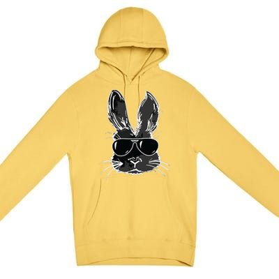 Bunny Face With Sunglasses For Easter Day Premium Pullover Hoodie