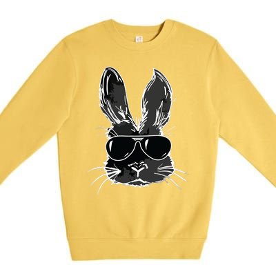 Bunny Face With Sunglasses For Easter Day Premium Crewneck Sweatshirt