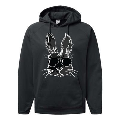 Bunny Face With Sunglasses For Easter Day Performance Fleece Hoodie