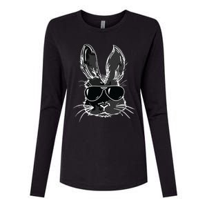 Bunny Face With Sunglasses For Easter Day Womens Cotton Relaxed Long Sleeve T-Shirt