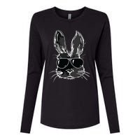 Bunny Face With Sunglasses For Easter Day Womens Cotton Relaxed Long Sleeve T-Shirt